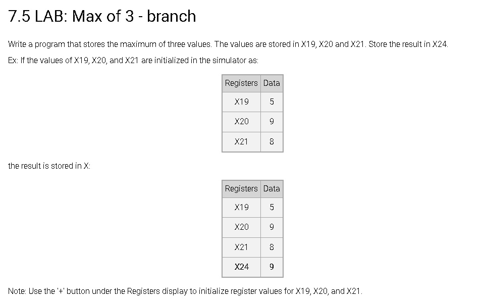 SOLVED Using ARM assembly code 7.5 LAB Max of 3 branch Write a