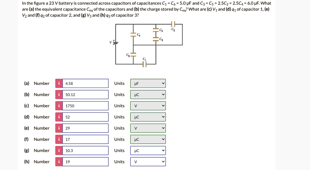 solved-in-the-figure-23-v-battery-is-connected-across-capacitors-of