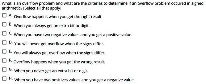 Problem Overflow SOLVED: Text: What is an overflow problem and what are the criteria to ...