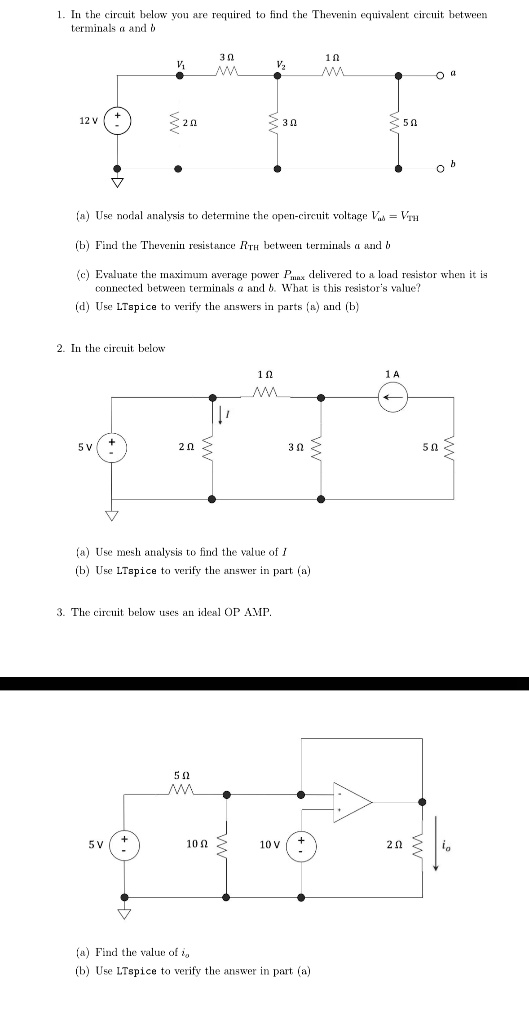 SOLVED Only need help with LTspice on each problem. Thank you very