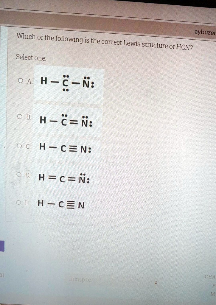 Solved: Which Of The Following Is The Correct Lewis Structure Of Hcn 