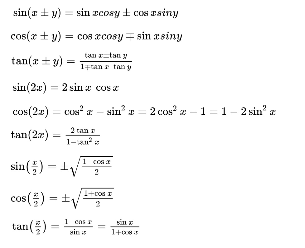 Solved Sin X Y Sin Xcosy Cos Csiny Cos X Y Cos Xcosy F Sin Csiny Tan Cltan Y Tan 1 Y 1ftan X Tan Y Sin 21