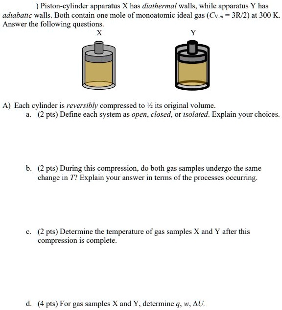 SOLVED Pistoncylinder apparatus X has diathermal walls while