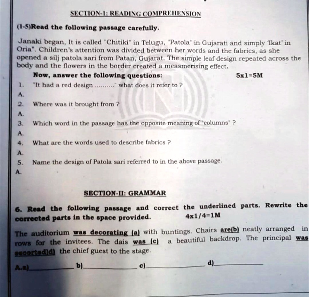 my sister question paper tell fast 21622