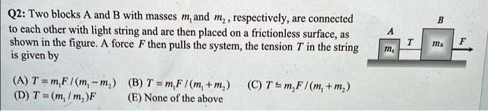 Q2: Two blocks A and B with masses m1 and m2, respectively,...