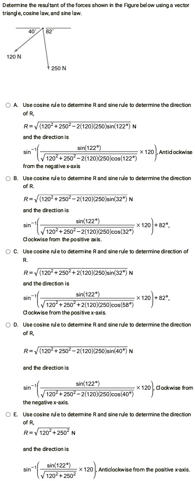 determine the resultant of the forces shown in the figure below using a ...