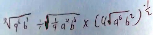 √(9^6b^3) ÷√(a^4b^6) ×(√(a^6b^2))^(1)/(2)