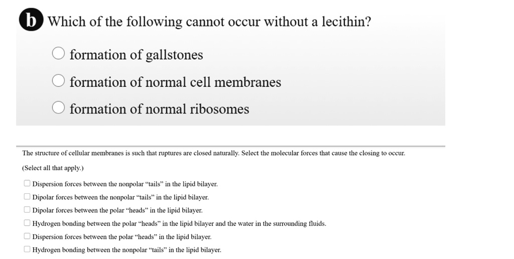 SOLVEDb Which of the following cannot Occur without a lecithin