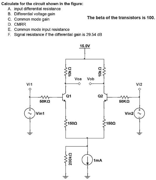 SOLVED Calculate for the circuit shown in the figure input