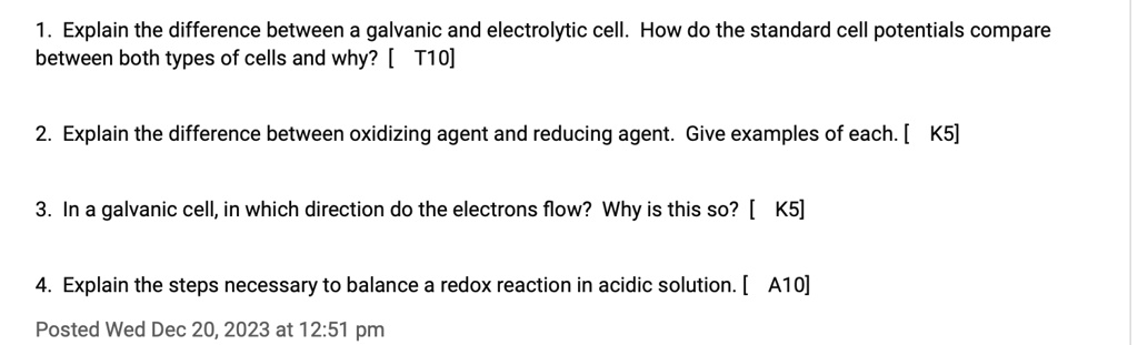explain the difference between a galvanic and electrolytic cell how do ...