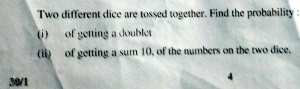 SOLVED: 'two Different Dice Are Tossed Together Find The Probability