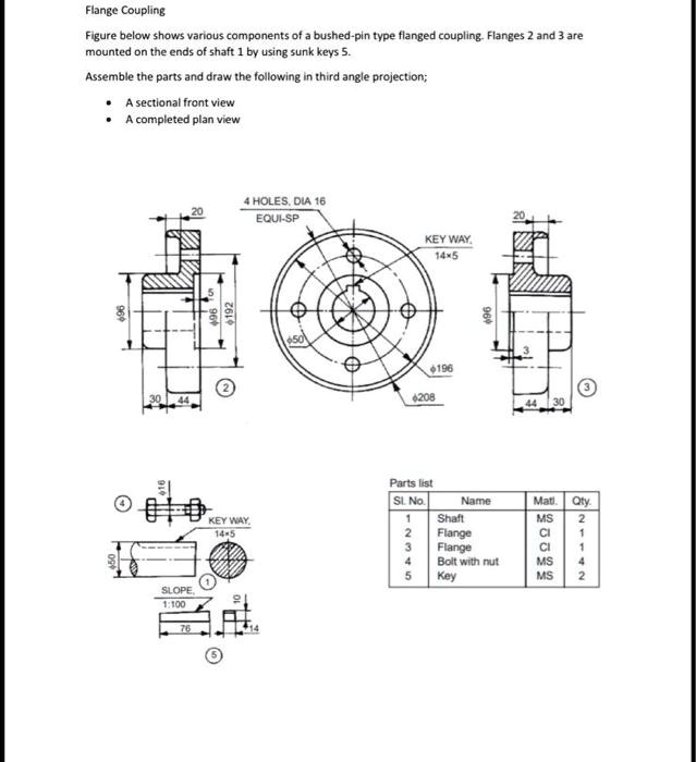 SOLVED Flange Coupling mounted on the ends of shaft 1 by using sunk