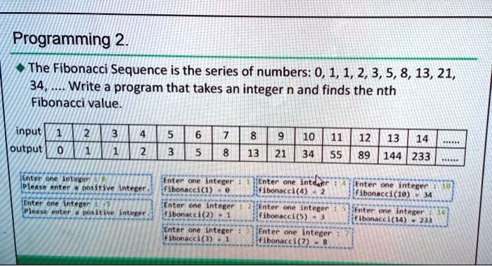 Programming 2. The Fibonacci Sequence is the series of numbers: 0, 1, 1 ...