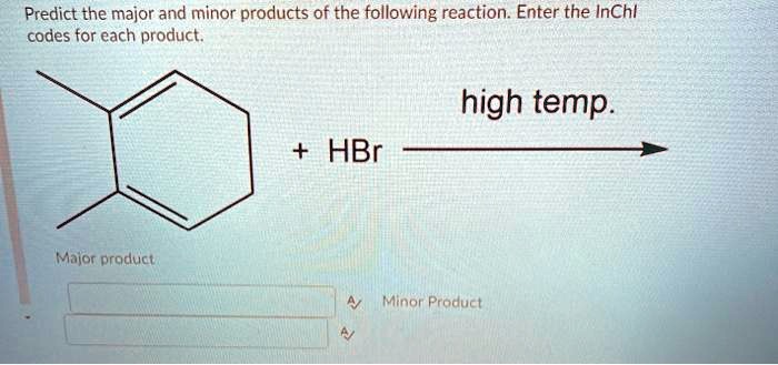 Predict the major and minor products of the following reaction. Enter