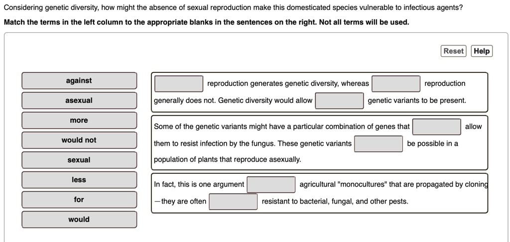 SOLVED: Considering genetic diversity; how might the absence of sexual ...