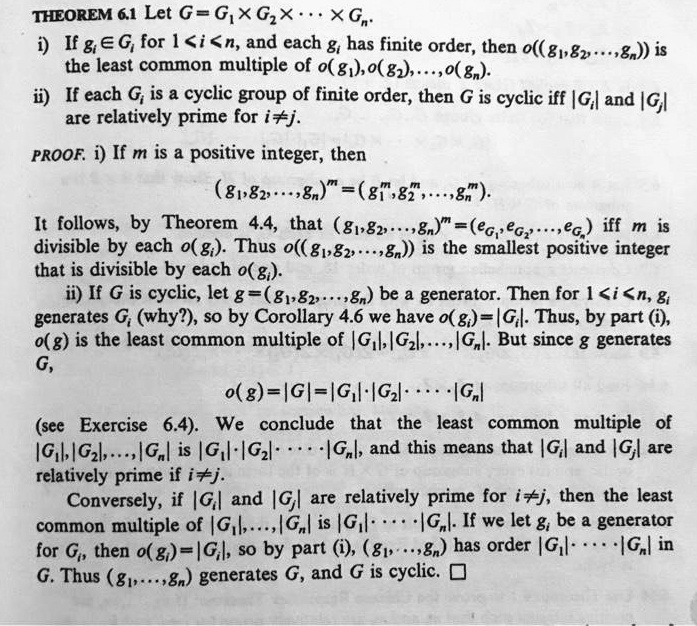 Solved Theorem 6 1 Let G G X Gzx Xg If A G For 1 I N And Each G Has Finite Order Then O G1 Ba The Least Common Multiple Of 0 81 0 0 8