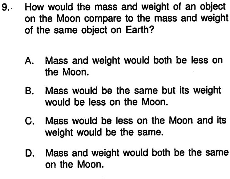 Weight Of An Object On The Moon Class 9