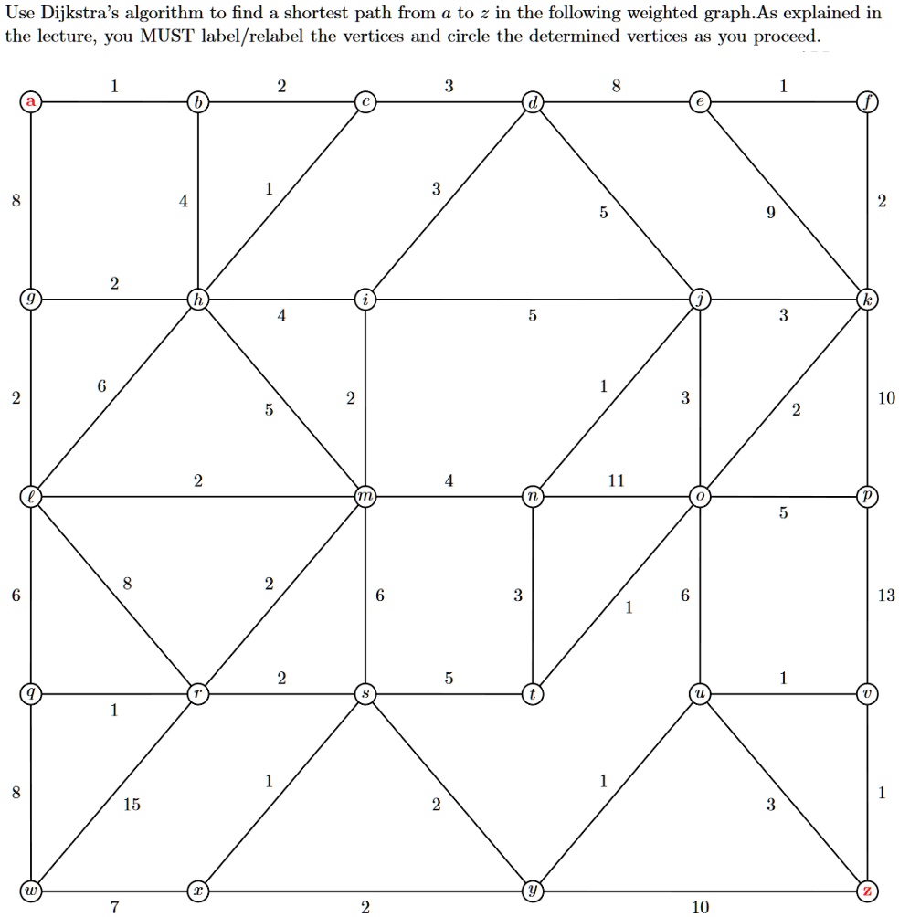 SOLVED: Text: Discrete Math Use Dijkstra's algorithm to find the ...