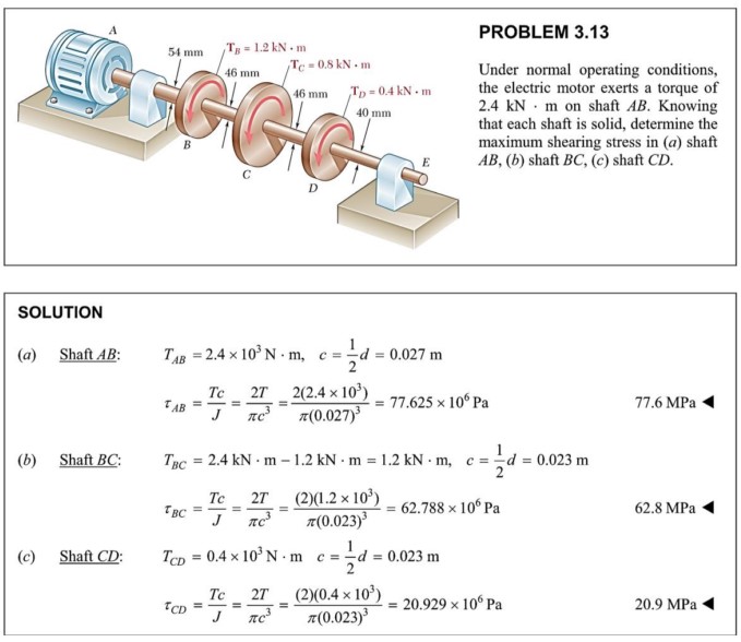 PROBLEM 3.13 Under Normal Operating Conditions, The Electric Motor ...