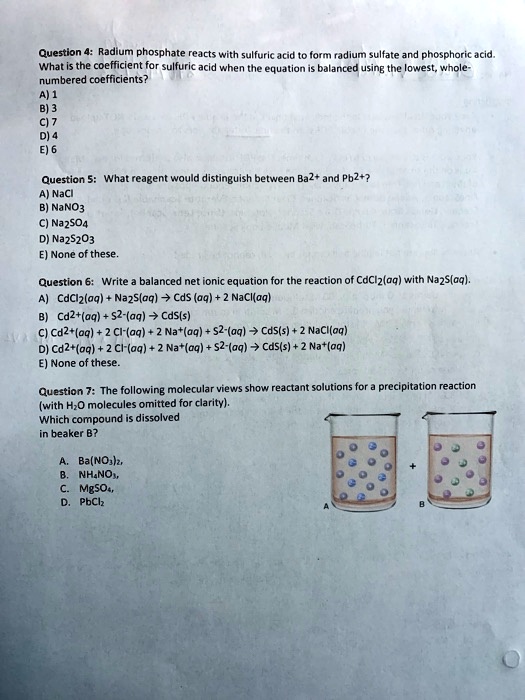 SOLVED Question Radium phosphate reacts with sulfuric acid Jorm radium