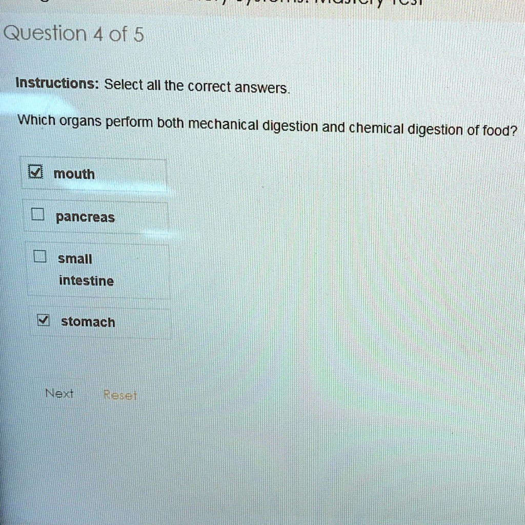 SOLVED 'Which organs perform both mechanical digestion and chemical