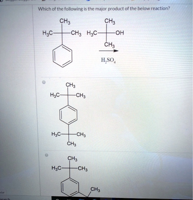 SOLVED: Which of the following is the major product of the below ...