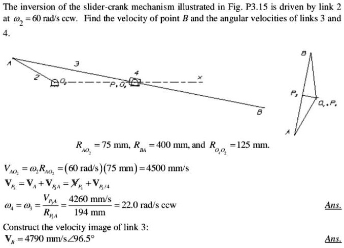 The inversion of the slider-crank mechanism illustrated in Fig. P3.15 ...