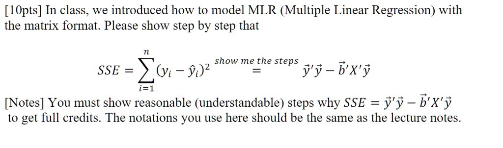 Lopts In Class We Introduced How To Model Mlr Multiple Linear ...