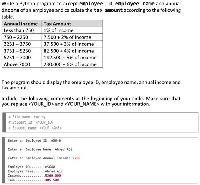 VIDEO solution: Write a Python program to accept employee ID, employee ...