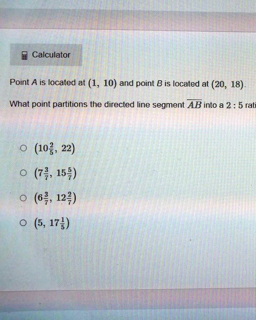 SOLVED 'Point A is located at (1,10) and point B is located at (20,18