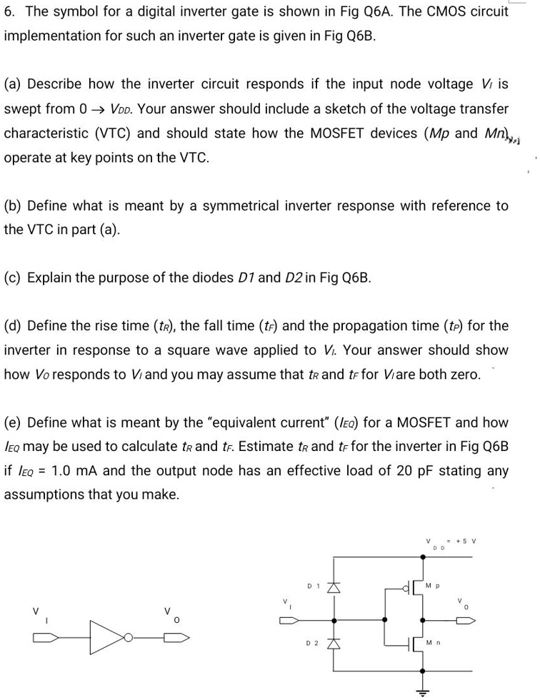 6. The symbol for a digital inverter gate is shown in Fig Q6A. The CMOS ...