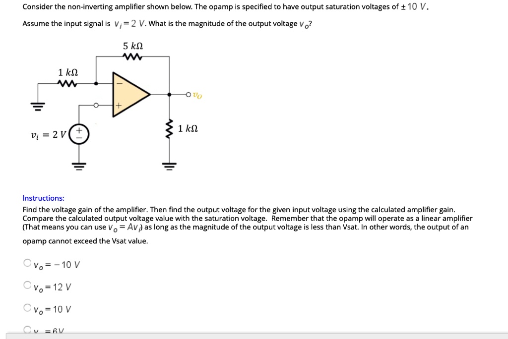 SOLVED Consider the noninverting amplifier shown below. The opamp is