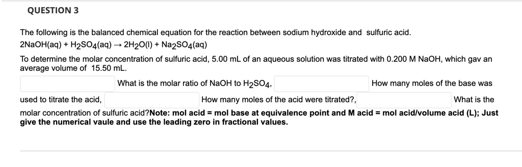 SOLVED: QUESTION 3 The following is the balanced chemical equation for ...