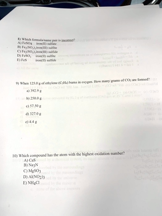 Solved:which Tonnulatuume Dair Ncntd? Feso4 Jiongl Sullatc Fe_(So Iron I)  Sultite C)Fe_So H,Ironh) Sullide D) Feso, Rongwulnte E) Fes Irongil)  Sulfide Co1 Formed? How" Man} Grun Wen 125.0 G Of Ethylene Ch4) Solved:which Tonnulatuume Dair Ncntd? Feso4 Jiongl Sullatc Fe_(So Iron I)  Sultite C)Fe_So H,Ironh) Sullide D) Feso, Rongwulnte E) Fes Irongil)  Sulfide Co1 Formed? How" Man} Grun Wen 125.0 G Of Ethylene Ch4)