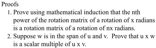 Proofs 1. Prove using mathematical induction that the nth power of the ...