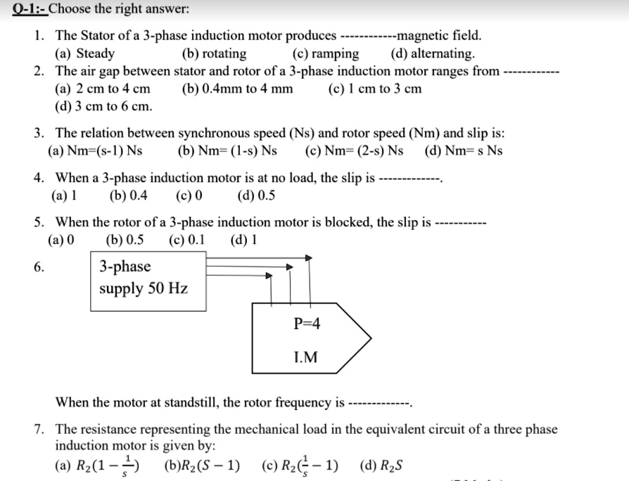 SOLVED 1. The Stator of a 3phase induction motor produces a