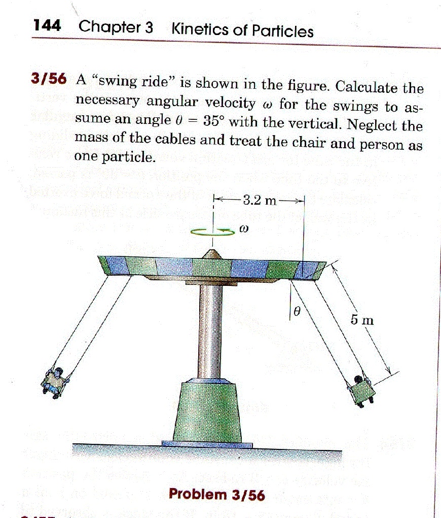 144 Chapter 3 Kinetics of Particles 3/56 A s̈wing rideïs shown in the ...