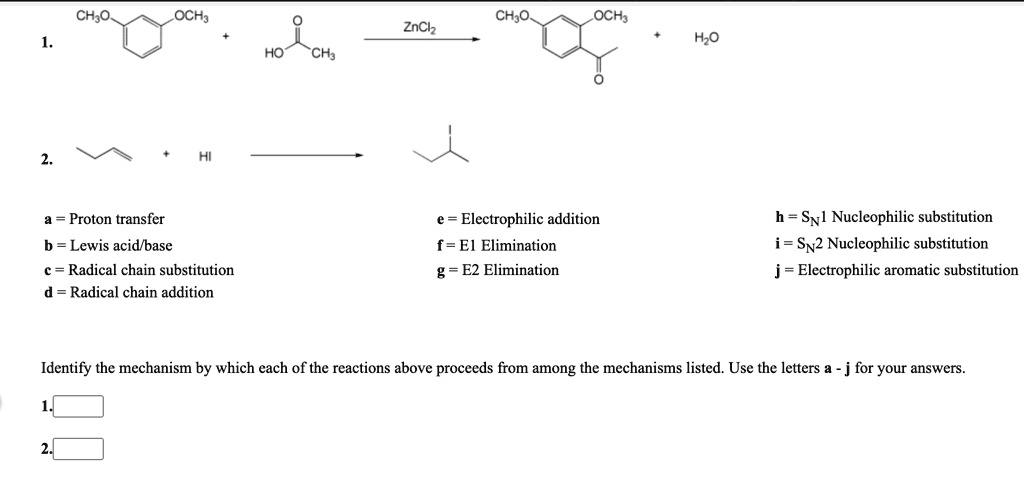 SOLVED: CH3OH CH3OCH3 CH3CH2OH CH3OCH2CH3 ZnCl2 H2O H2O Proton transfer ...