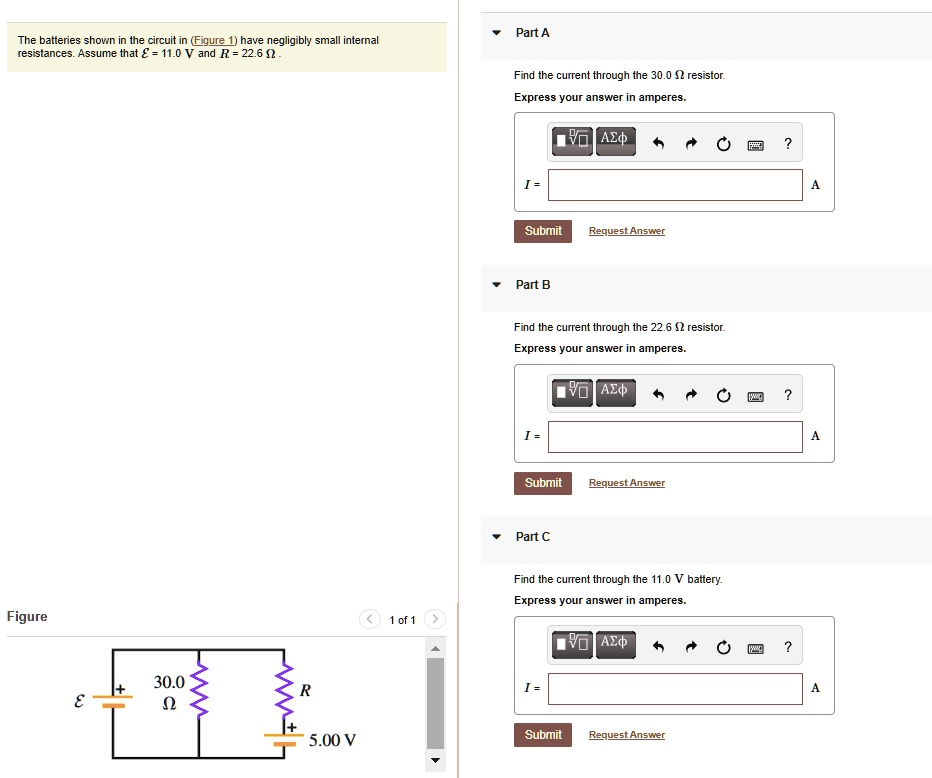 SOLVED The batteries shown in the circuit in (Figure 1) have