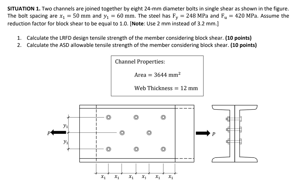 SITUATION 1 Two channels are joined together by eight 24mm diameter