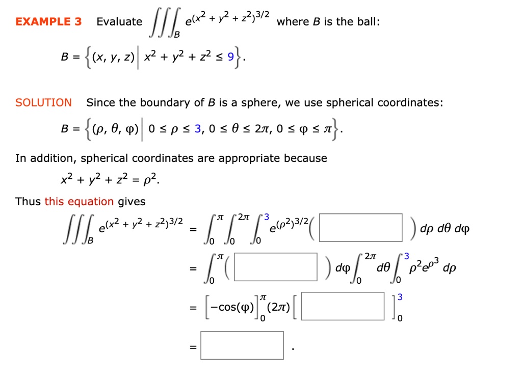 Solved Example 3 Evaluate Fi E X Y2 2293 2 Where B Is The Ball B Kx Y 2 X2 Y2 22 9 Solution Since The Boundary Of B