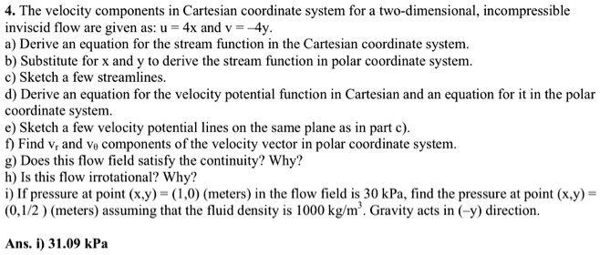 4. The velocity components in a Cartesian coordinate system for a two ...