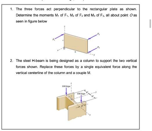 1. The three forces act perpendicular to the rectangular plate as shown ...