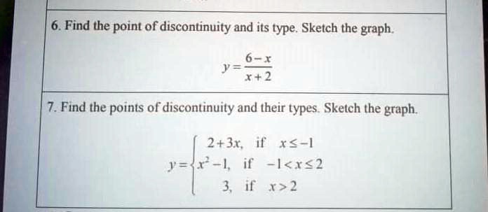 Solved Find The Point Of Discontinuity And Its Type Sketch The Graph 6 X Find The Points 7237