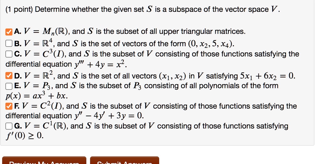 solved-point-determine-whether-the-given-set-s-is-a-subspace-of-the