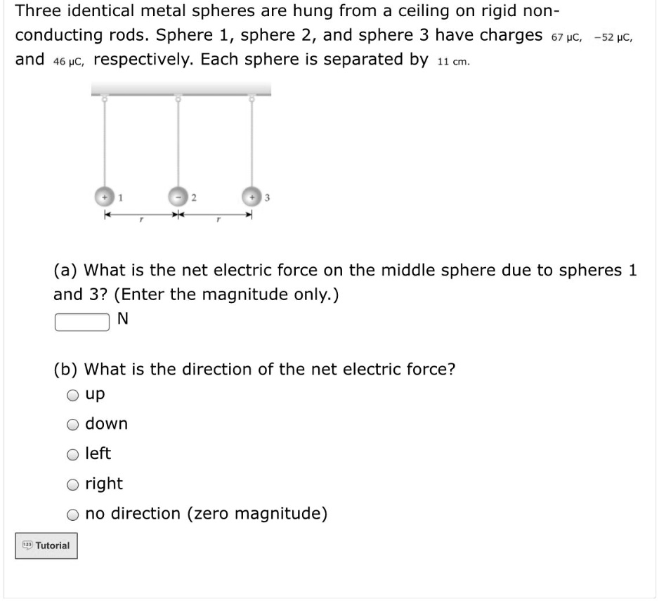 SOLVED Three identical metal spheres are hung from ceiling on rigid
