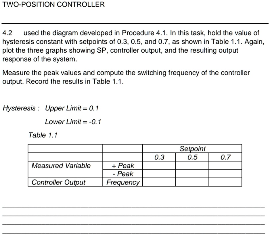 TWO-POSITION CONTROLLER 4.2 used the diagram developed in Procedure 4.1 ...