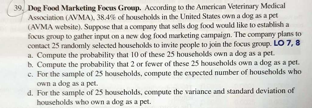 SOLVED 39J Dog Food Marketing Focus Group. According to the