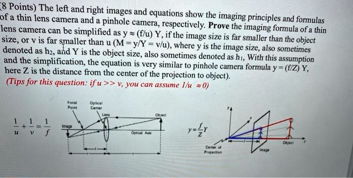 8 Points) The left and right images and equations show the imaging ...
