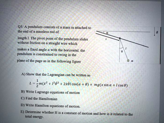 SOLVED: Q3:A pendulum consists of a mass m attached to the end of a ...